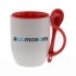 Red mug with a spoon with Roomgram logo