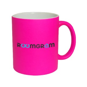 Ceramic mug neon pink matte with Roomgram logo 330ml