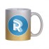 Mug glitter gradient silver-gold with round logo Roomgram 330ml