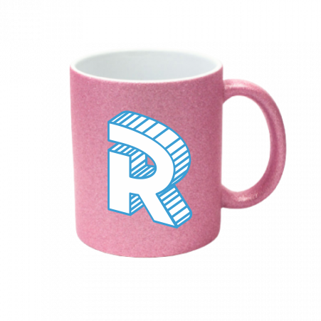 Ceramic mug pink mother-of-pearl with logo letter Roomgram 330ml