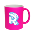 Mug ceramic pink neon matte with logo letter Roomgram 330ml