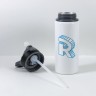 Aluminum bottle for water with black cap with logo letter Roomgram 650ml