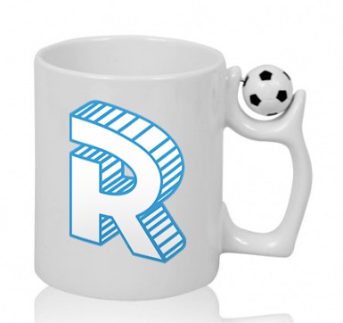 Ceramic mug with ball with logo letter Roomgram