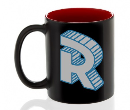 Chameleon mug red with logo letter Roomgram