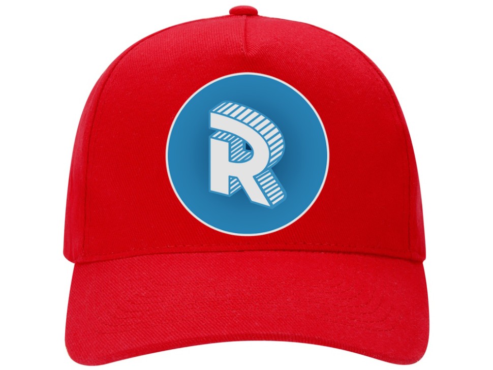 Бейсболка красная с логотипом круглым Roomgram