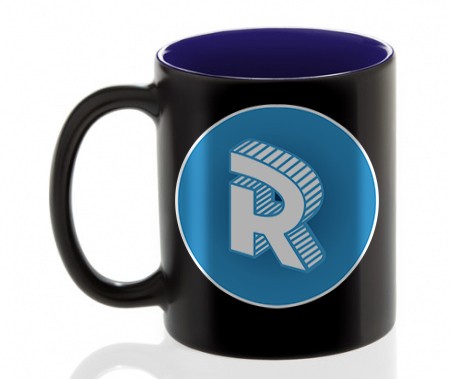 Chameleon mug blue with round logo Roomgram