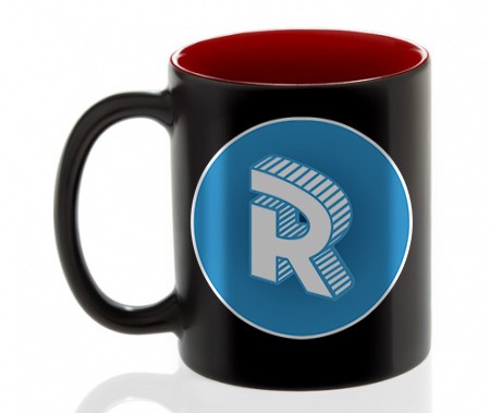 Chameleon mug red with round logo Roomgram