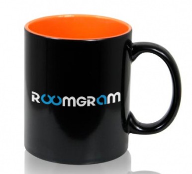Mug chameleon orange with Roomgram logo